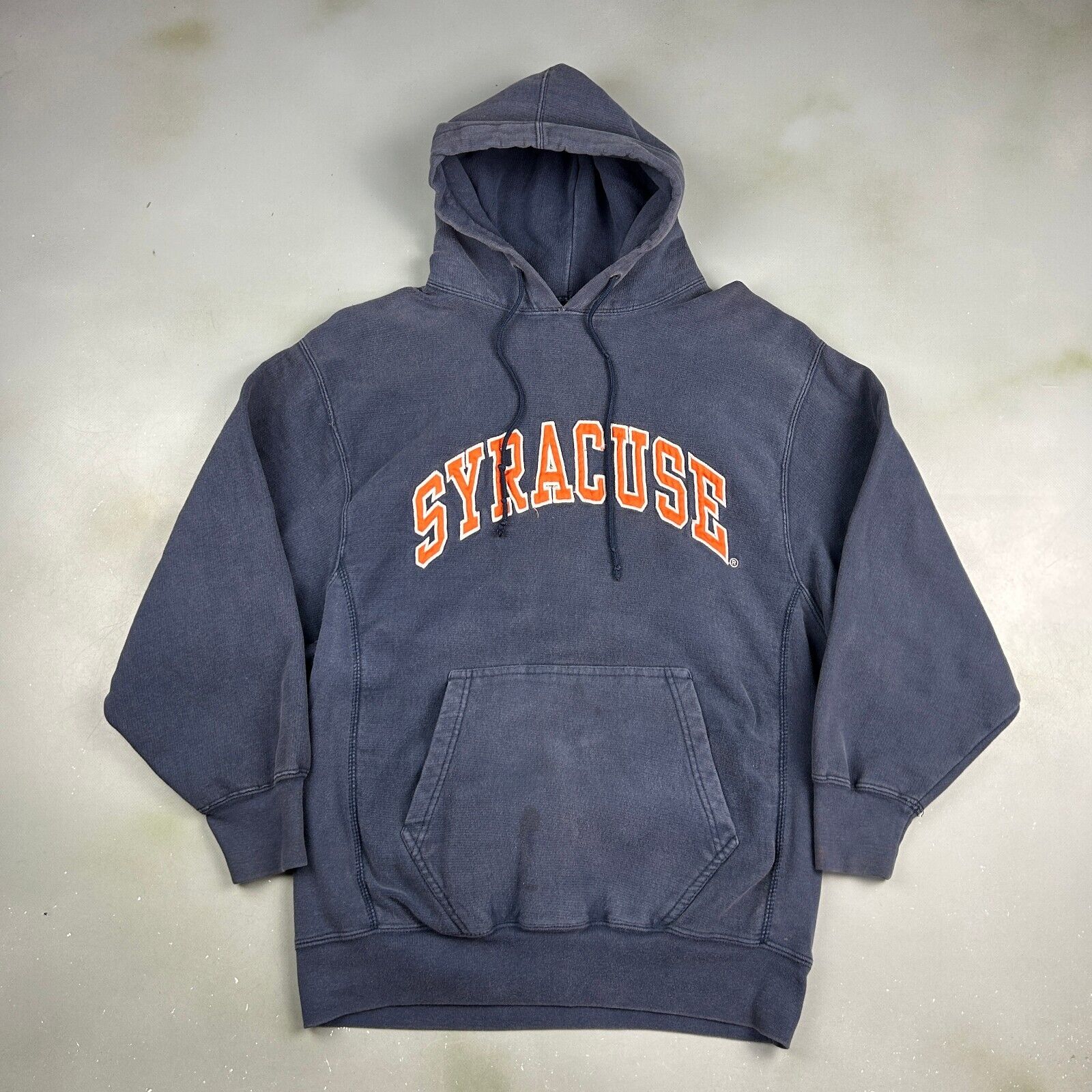 VINTAGE 90s Syracuse Heavyweight Faded Hoodie Sweater sz Small