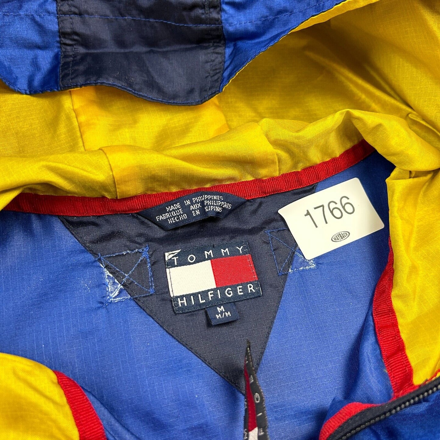 VINTAGE 90s | Tommy Hilfiger Sm Flag Full Zip Hooded Windbreaker Jacket sz M