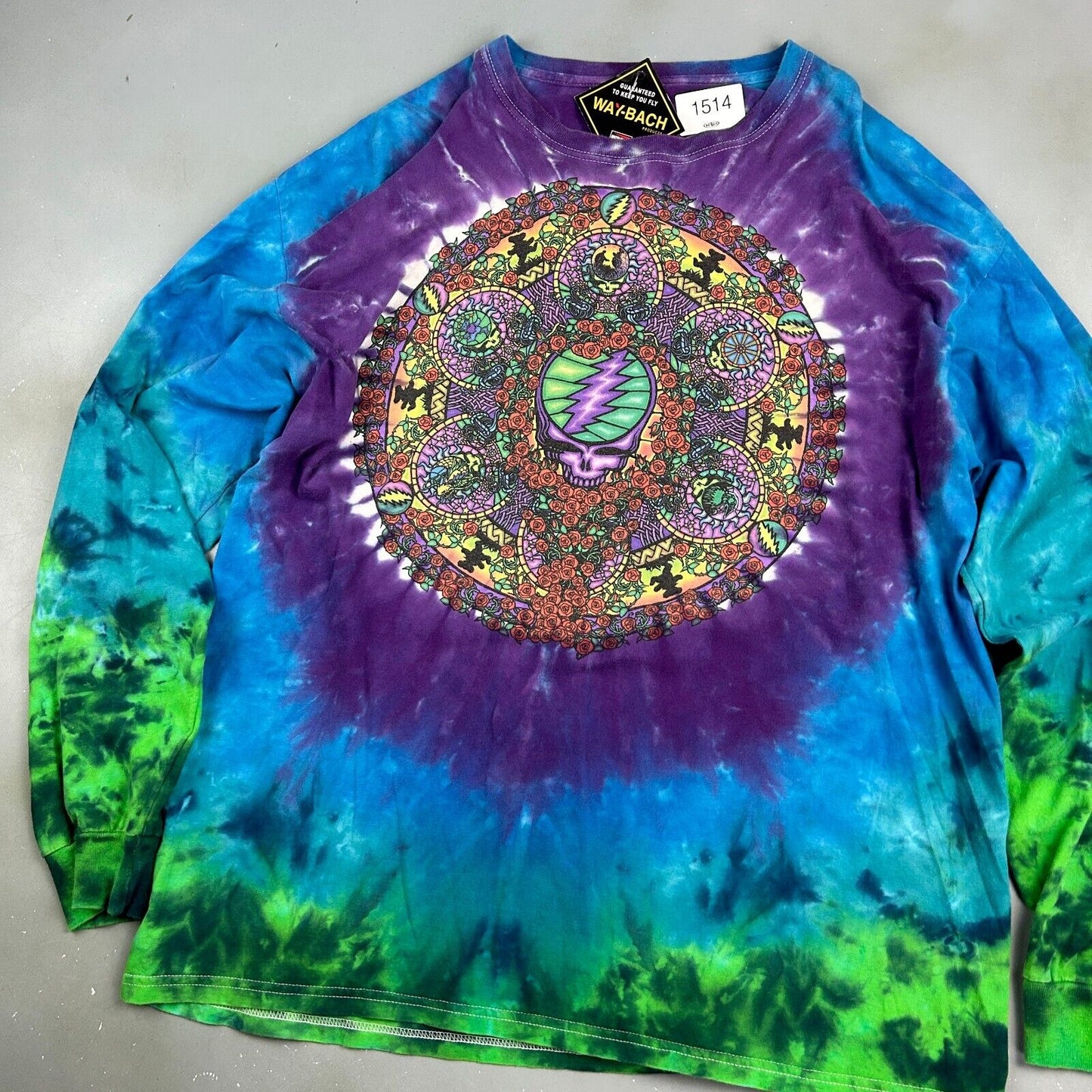 Liquid Blue Grateful Dead Tye Dye Long Sleeve T-Shirt sz L-XL Men Adult