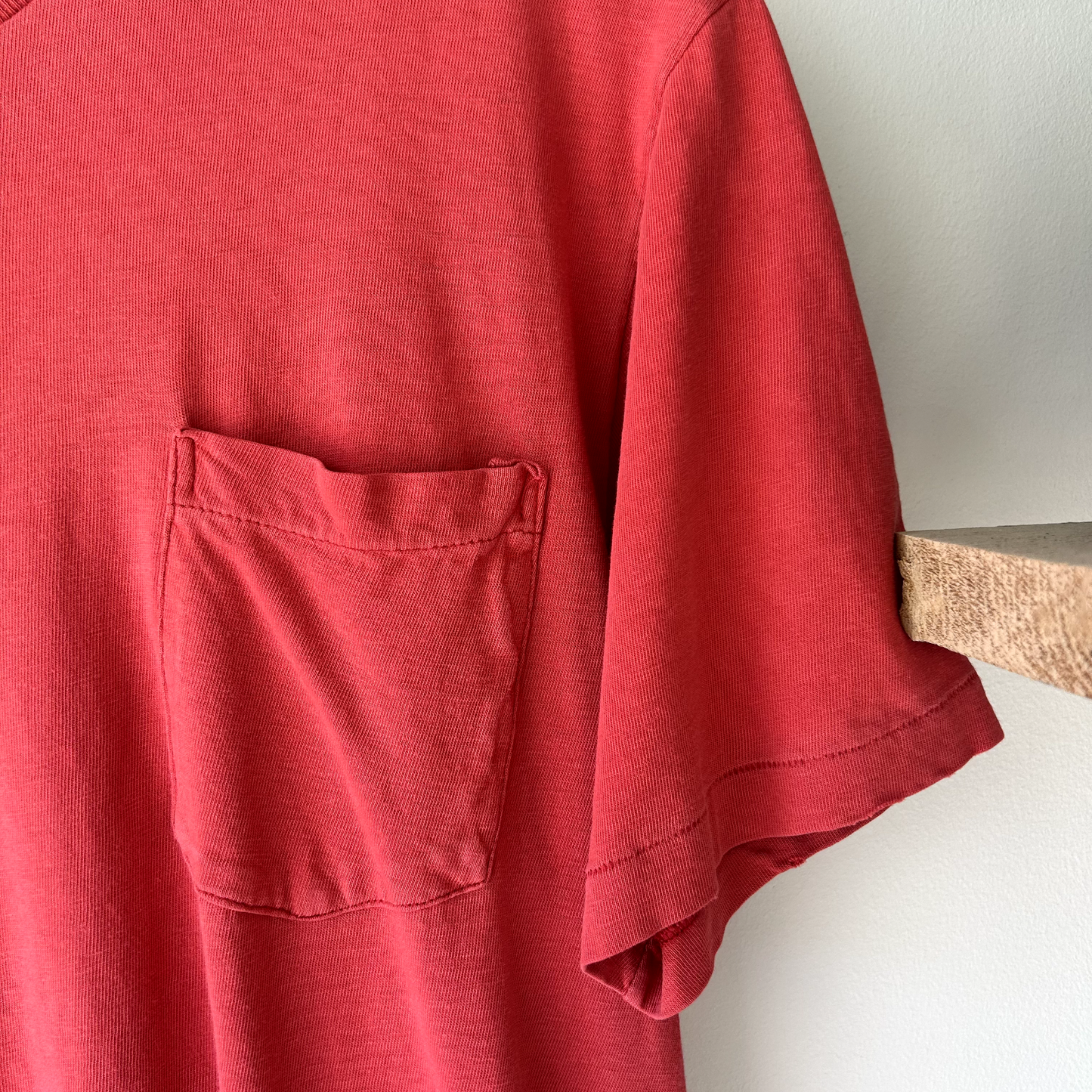 VINTAGE 90s JC Penney Blank Red Pocket T-Shirt sz S Adult Made in USA