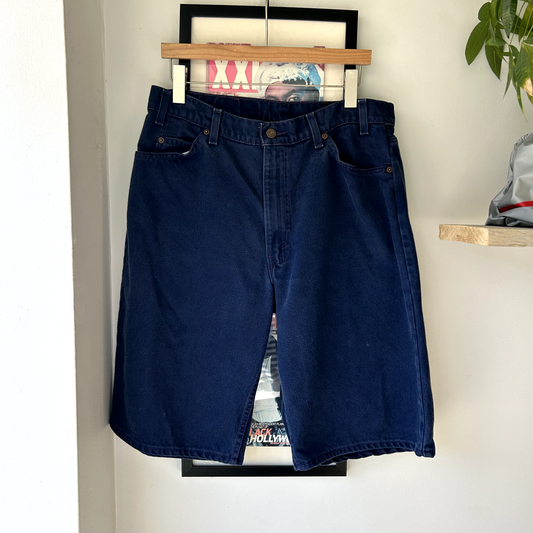 VINTAGE | 1990s Levis Navy Blue Jean Shorts sz W34 Made In USA