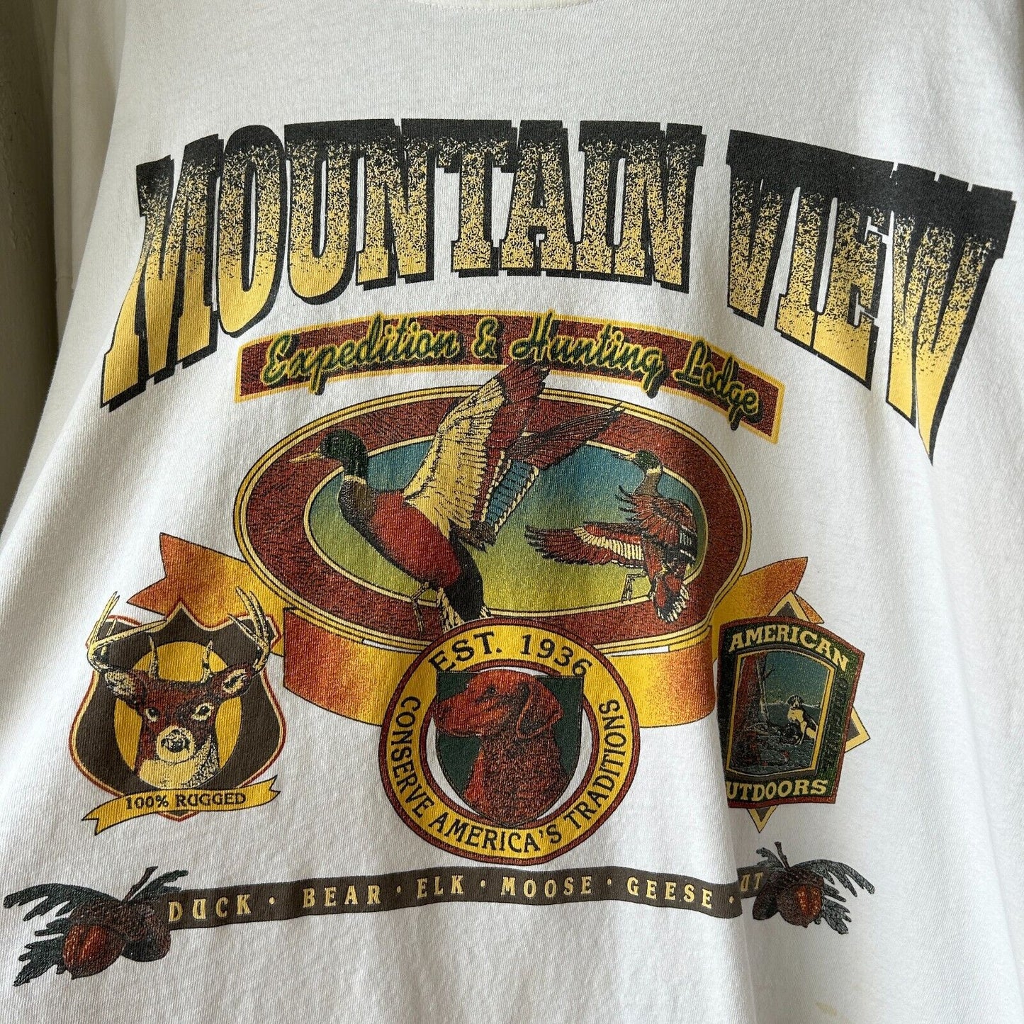 VINTAGE 90s | Mountain View Expedition & Hunting T-Shirt sz XXL