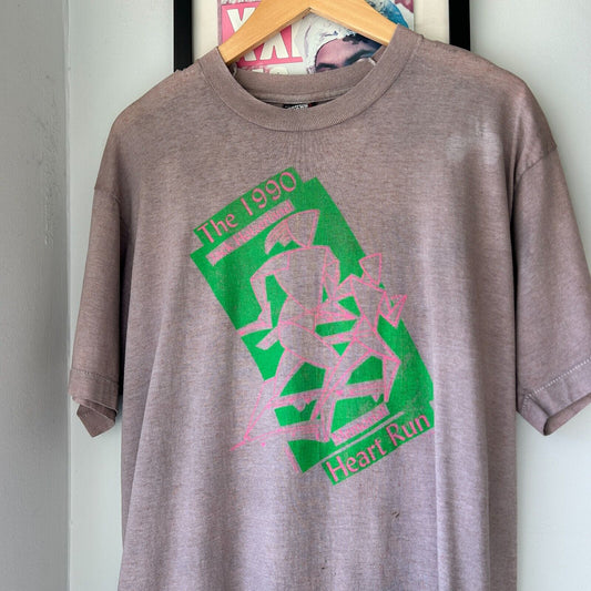 VINTAGE 90s | Heart Run Over Dyed Brown T-Shirt sz L