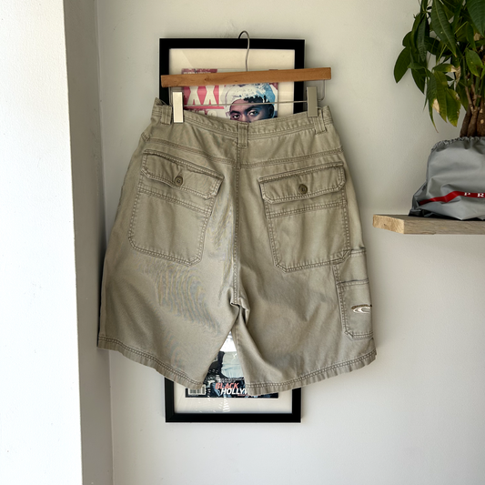 VINTAGE | 1990s Oneil Khaki Cargo Surf Shorts sz W30 Embroidered Logo