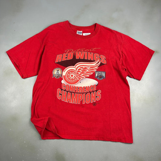 VINTAGE 02' | NHL Detroit Red Wings Champions Hockey T-Shirt sz XL Men Adult