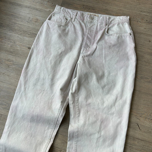 STUSSY Big OL Jean Baggy White w Pink Bleed Pants sz W32 L30