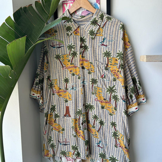 VINTAGE 80s 90s | California Rayon Short Sleeve Button Down Shirt sz XXL