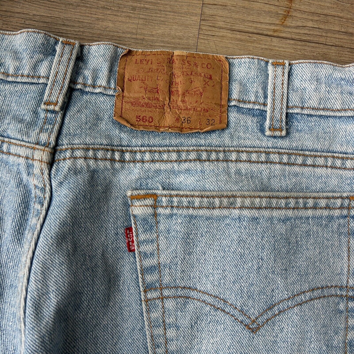 VINTAGE 90s | Levis 560 Made In USA Blue Jeans Pants sz W35 L32