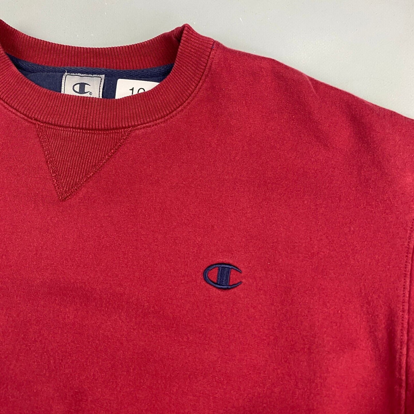 VINTAGE Champion Sm Logo Red Crewneck Sweater sz Large Men Adult