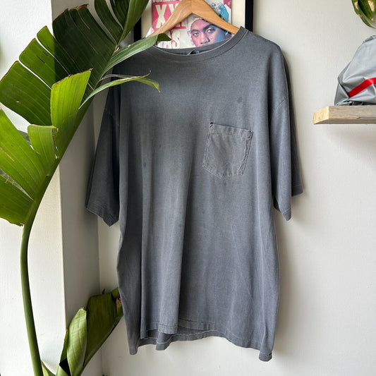 VINTAGE 90s | Banana Republic Over Dyed Faded Charcoal T-Shirt sz L-XL