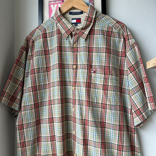 VINTAGE | Tommy Hilfiger Plaid Short Sleeve Button Down Shirt sz XL