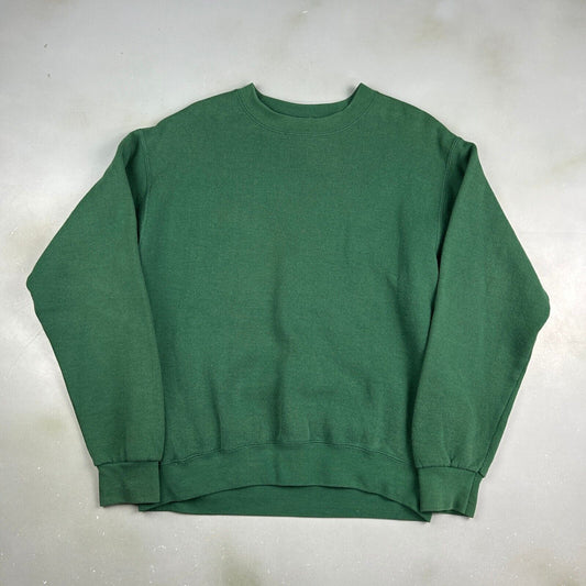 VINTAGE 90s Max Active Blank Green Crewneck Sweater sz Small Adult / Youth XL