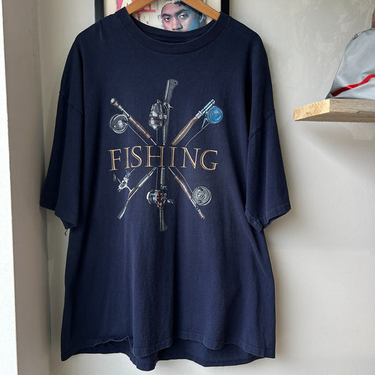 VINTAGE 90s | Fishing Poles T-Shirt sz XL