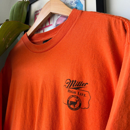 VINTAGE 90s | After The Hunt Miller High Life Beer T-Shirt sz XL