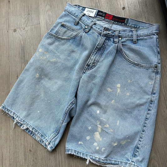 VINTAGE 90s | Levis SilverTab Paint Splatter Thrashed Loose Jean Shorts sz W31