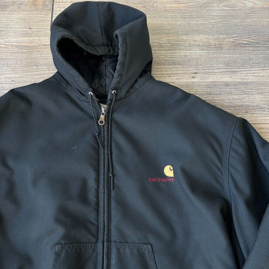 VINTAGE | Carhartt Black Thermal Lined Hooded Jacket sz XXL