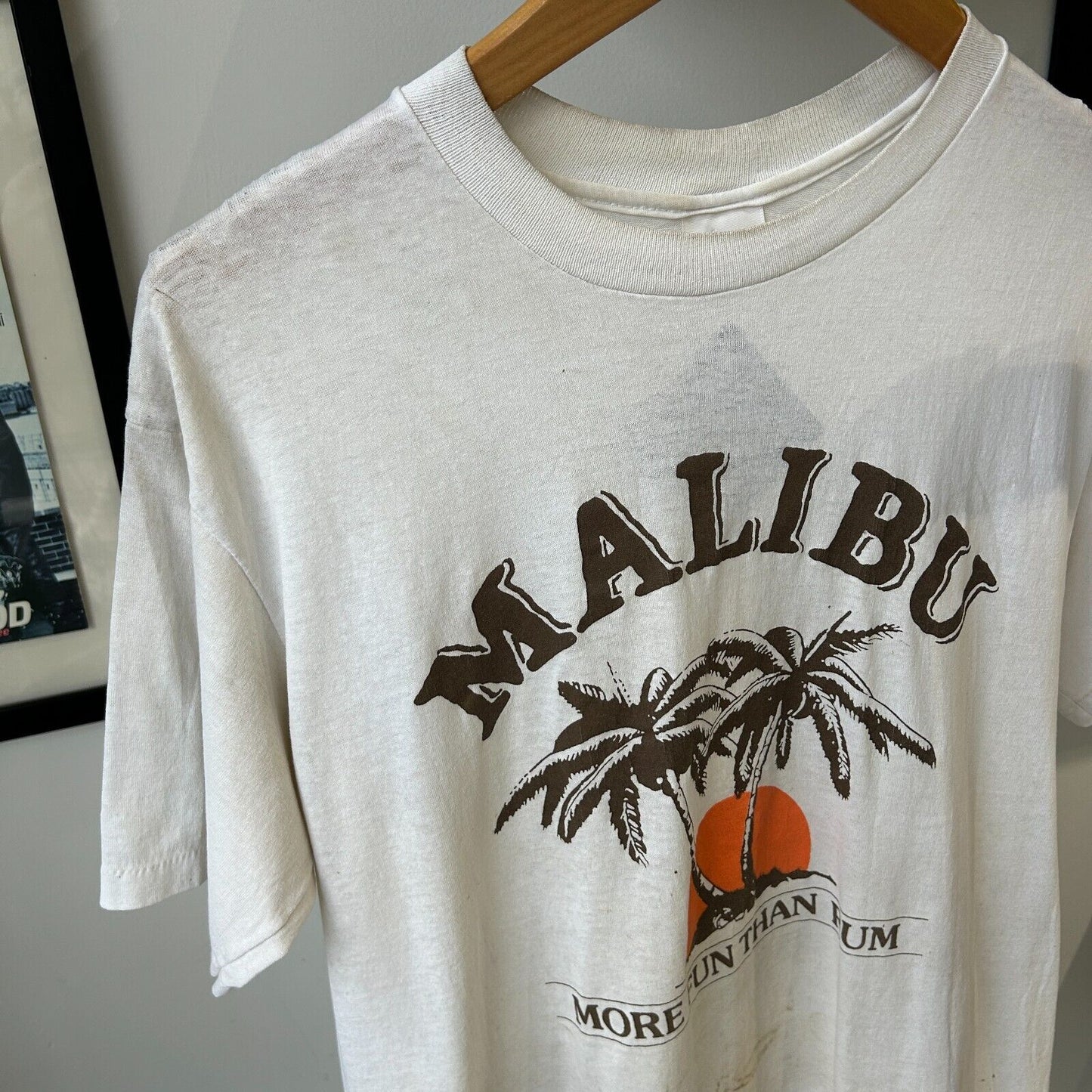 VINTAGE 80s | Malibu More Fun Than Rum Liquor T-Shirt sz M Adult