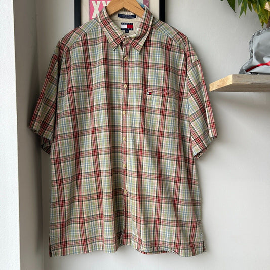 VINTAGE | Tommy Hilfiger Plaid Short Sleeve Button Down Shirt sz XL