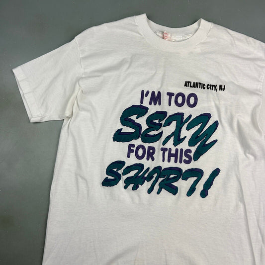 VINTAGE 90s | I'm Too SEXY For This SHIRT White T-Shirt sz M Adult