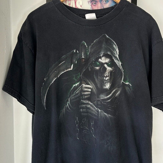 VINTAGE | Exile Grim Reaper Faded Black T-Shirt sz L