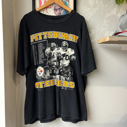 VINTAGE | Pittsburgh Steelers Football Schedule T-Shirt sz XL