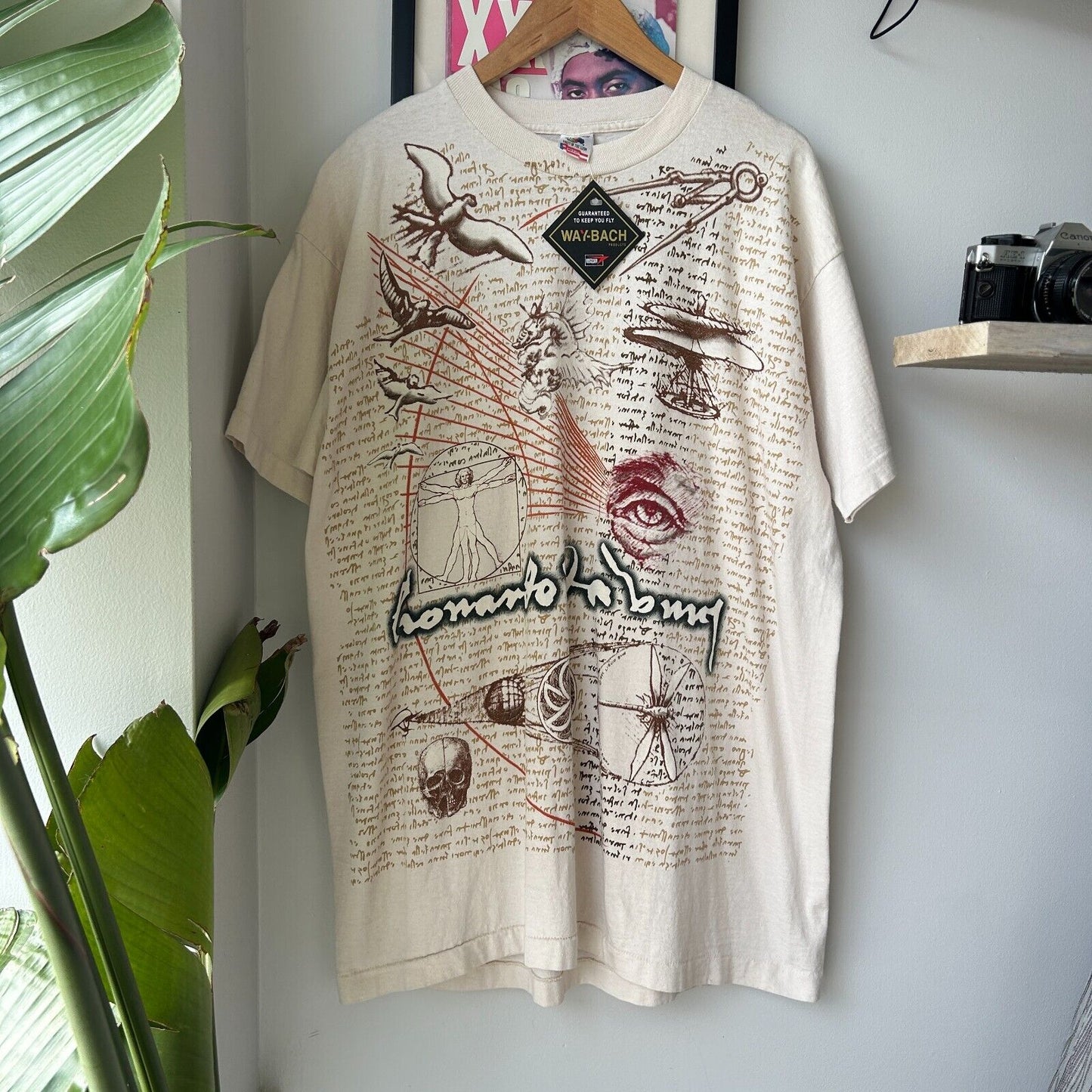 VINTAGE 90s | Leonardo Da Vinci All Over Print Art T-Shirt sz XL Adult