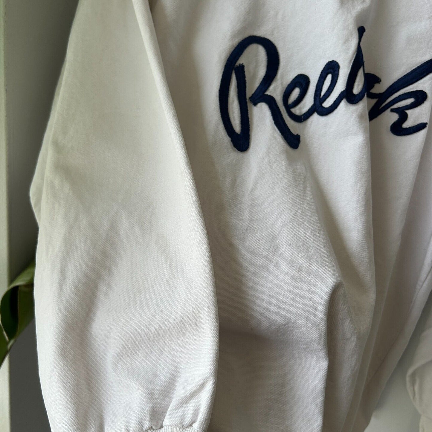 VINTAGE 80s | REEBOK Embroidered Logo White Cotton Canvas Sweater sz M-L Adult