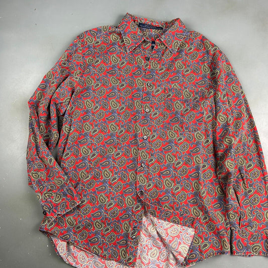 VINTAGE 90s Alan Flusser Cotton Paisley Pattern Button Up Shirt sz Medium Adult