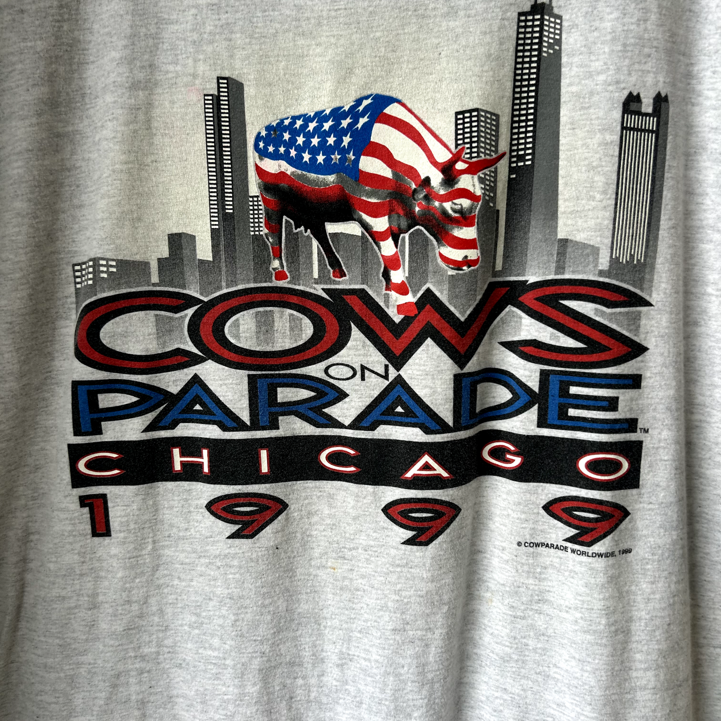 VINTAGE 1999 | Cows On Parade Chicago Graphic T-Shirt sz L Adult