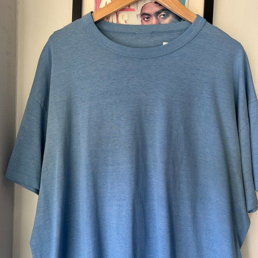 VINTAGE 90s | Faded Blue Blank T-Shirt sz XL