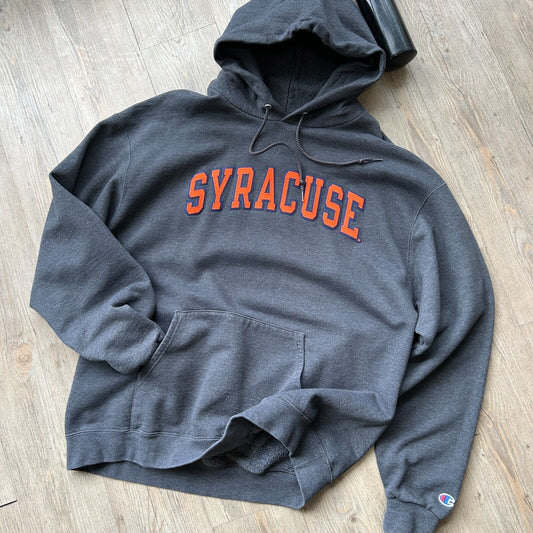 VINTAGE | SYRACUSE Dark Grey Champion Hoodie Sweater sz XL Adult