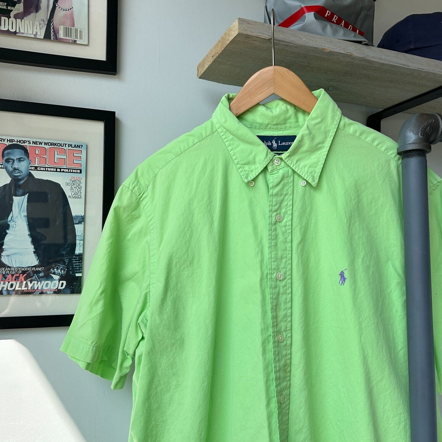 VINTAGE | Ralph Lauren Lime Short Sleeve Button Down Shirt sz XL