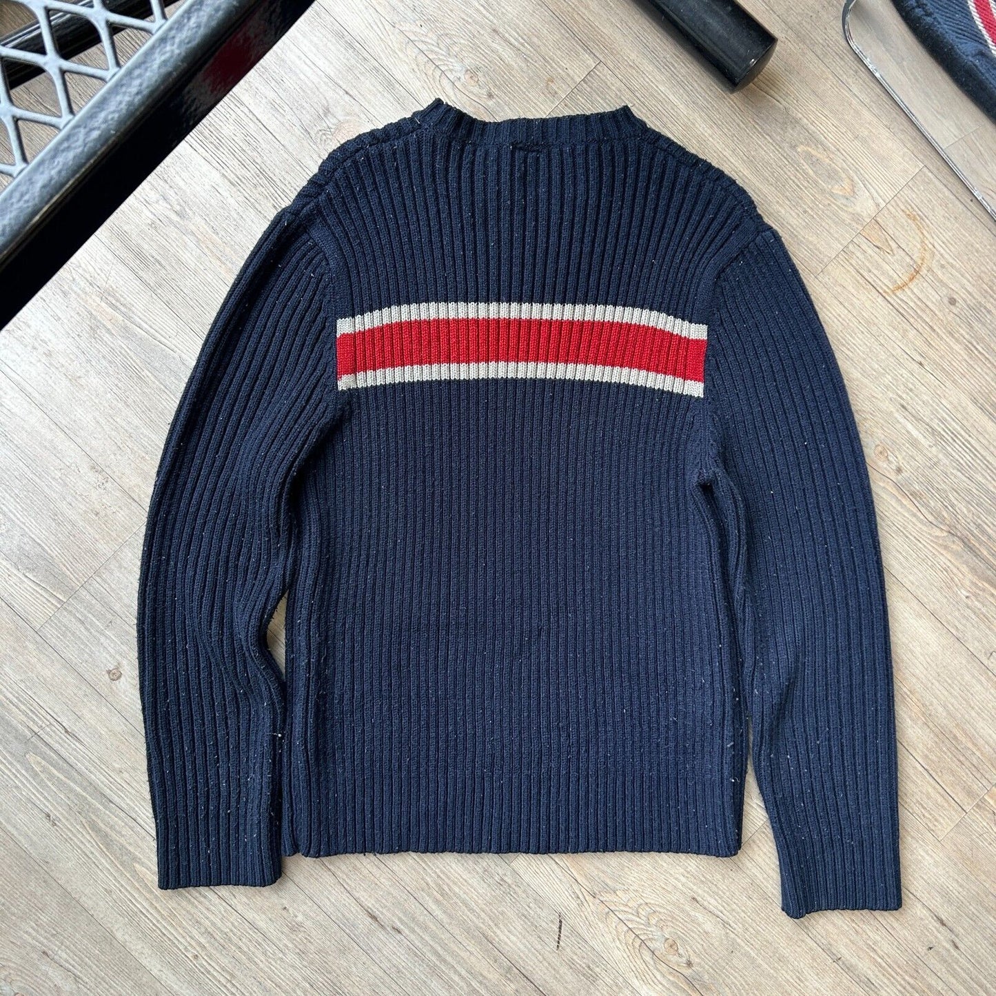 VINTAGE | Ferruche Striped Ribbed Knit Crew Sweater sz M