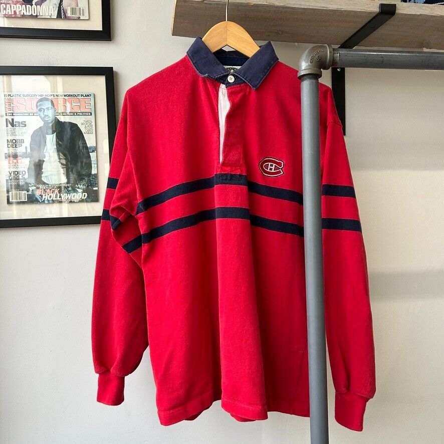 VINTAGE 90s | Montreal Canadians NHL Barbarian Rugby Polo Shirt sz L