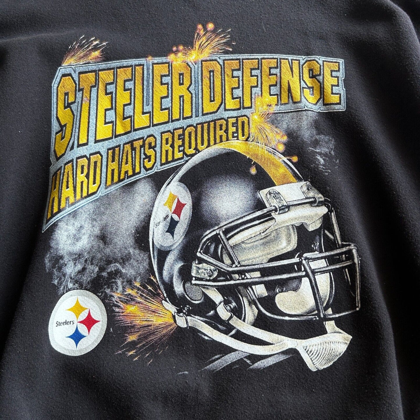 VINTAGE 90s | Pittsburgh Steelers Defense Hard Hats Required Crew Sweater sz XXL