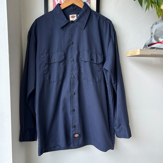 VINTAGE | Dickies Navy Button Down Work Shirt sz L