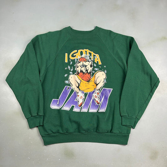 VINTAGE 90s I Gotta Jam Basketball Graphic Crewneck Sweater sz Large Adult