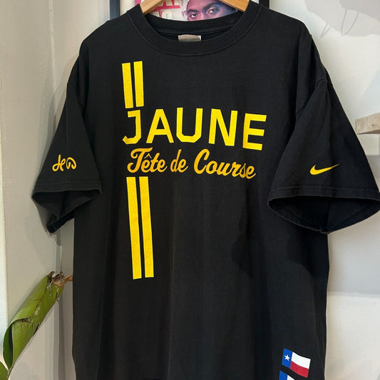 VINTAGE | NIKE Jaune Fete De Course Football Black T-Shirt sz XL Adult