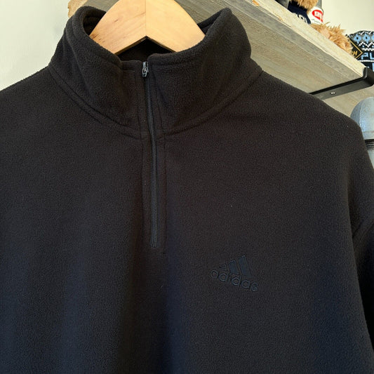 VINTAGE | Adidas 1/4 Zip Tonal Black ClimaWarm Fleece Sweater sz S-M