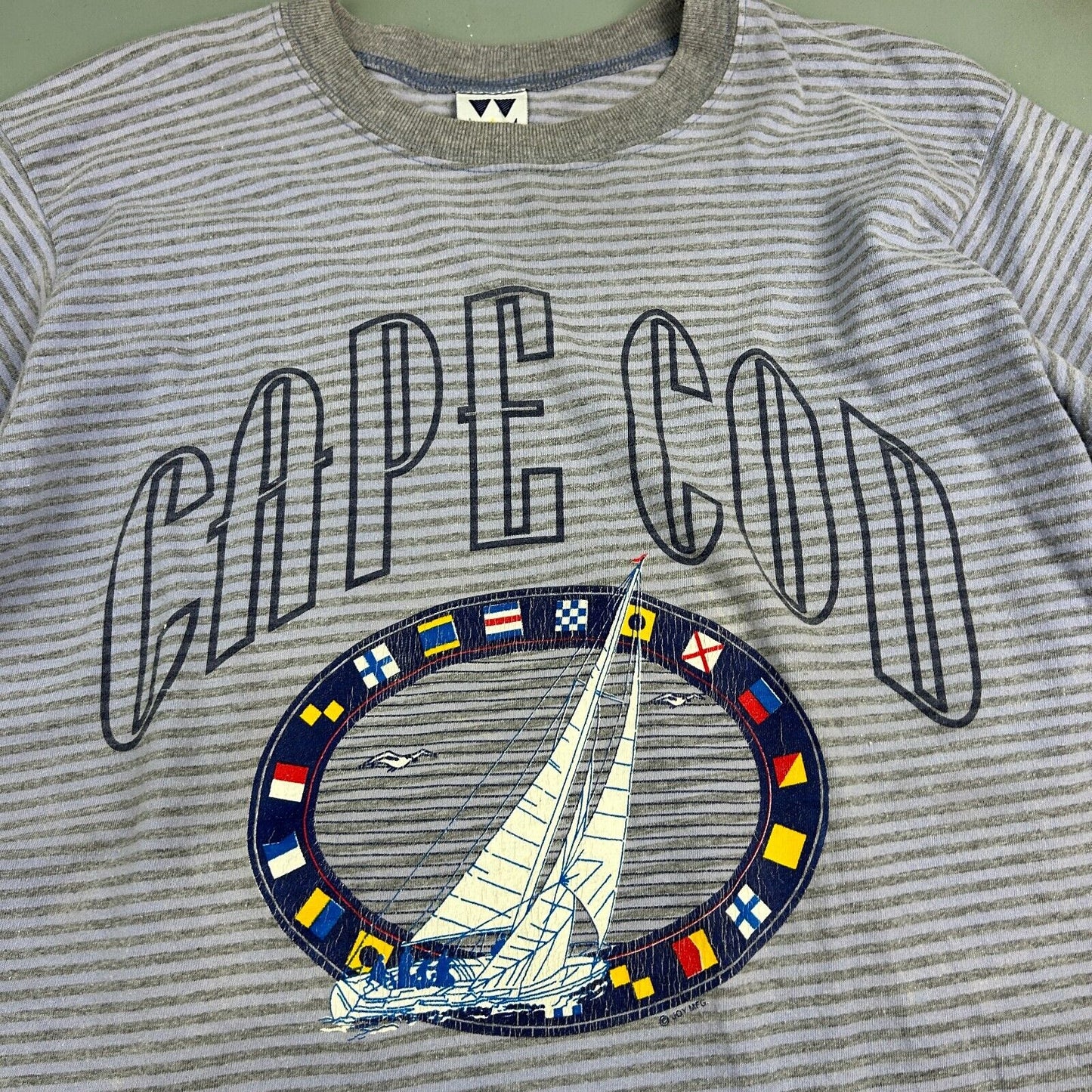 VINTAGE 90s | CAPE COD Sail Boat Striped T-Shirt sz M Men Adult