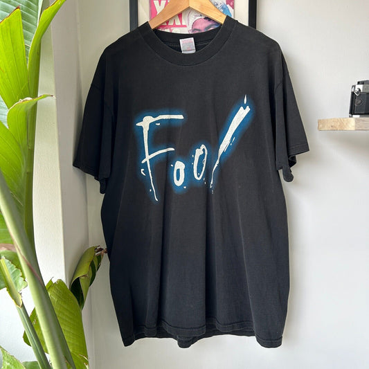 VINTAGE | FOOL Glow Graphic Black T-Shirt sz XL Adult