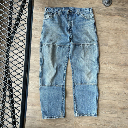 VINTAGE | Dickies Workwear Double Knee Denim Jeans Pants sz W36 L30