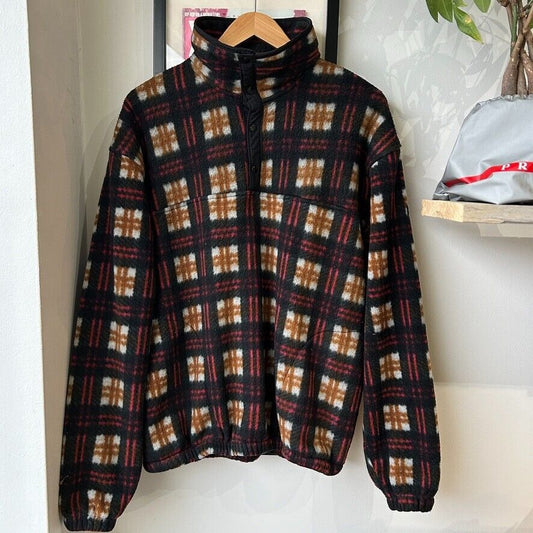 VINTAGE 90s | Plaid Snap T Fleece Pullover Sweater sz L