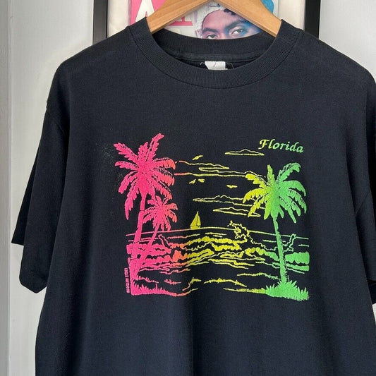 VINTAGE 80s 90s | Florida Gradient Beach T-Shirt sz L