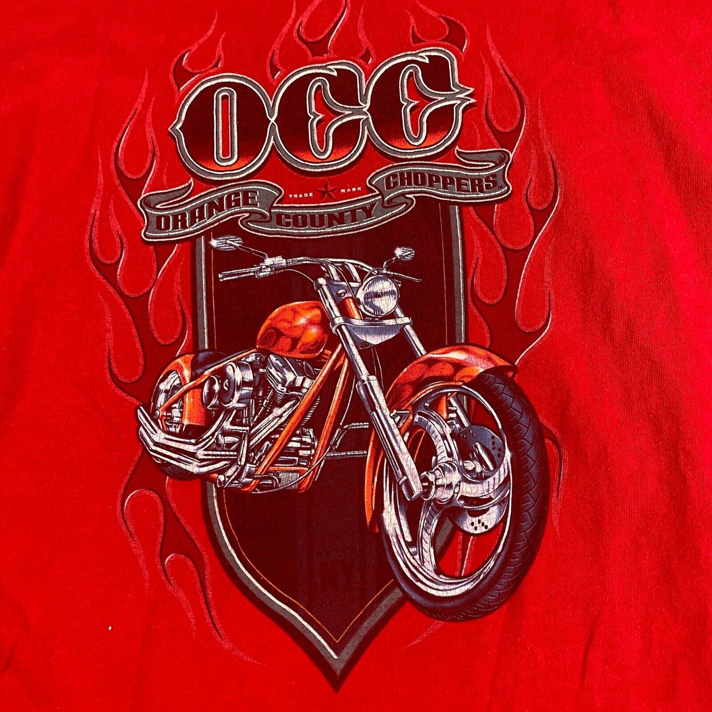 VINTAGE Orange County Choppers Flames Long Sleeve Biker T-Shirt sz XL Adult