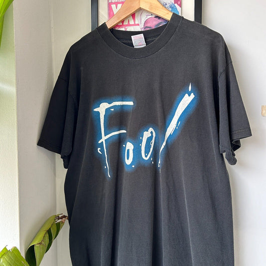 VINTAGE | FOOL Glow Graphic Black T-Shirt sz XL Adult