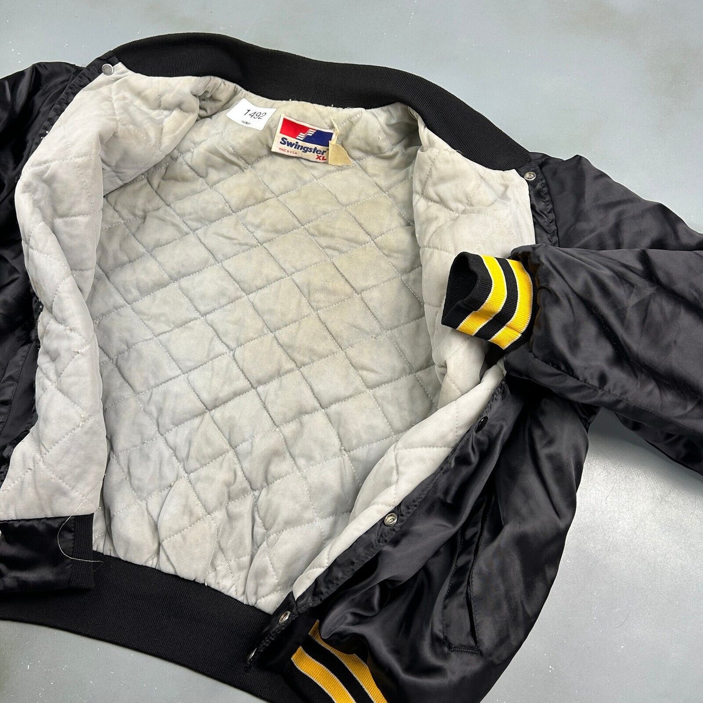 VINTAGE 90s Pittsburgh Penguins Swingster Button Snap Jacket sz XL Adult Men