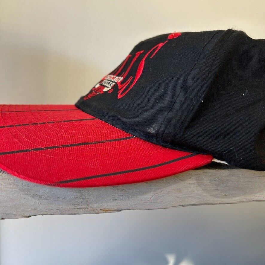 VINTAGE 90s | Chicago Bulls The Game Pinstriped Snapback Limited HAT sz OS