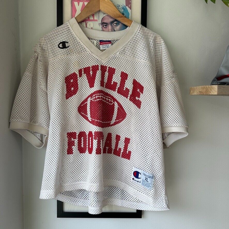 VINTAGE | Champion Cropped Thrashed B'Ville Football Jersey sz XL