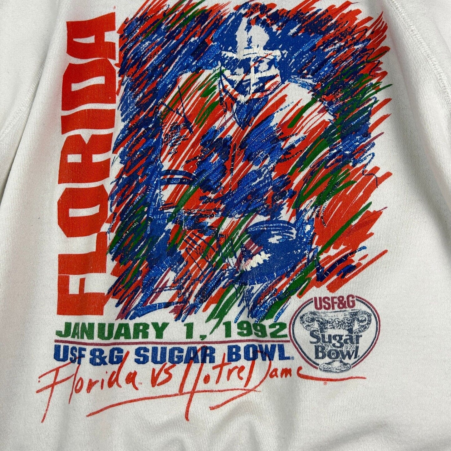 VINTAGE 1992 | Florida Gators Sugar Bowl Football Crewneck Sweater sz M-L Adult